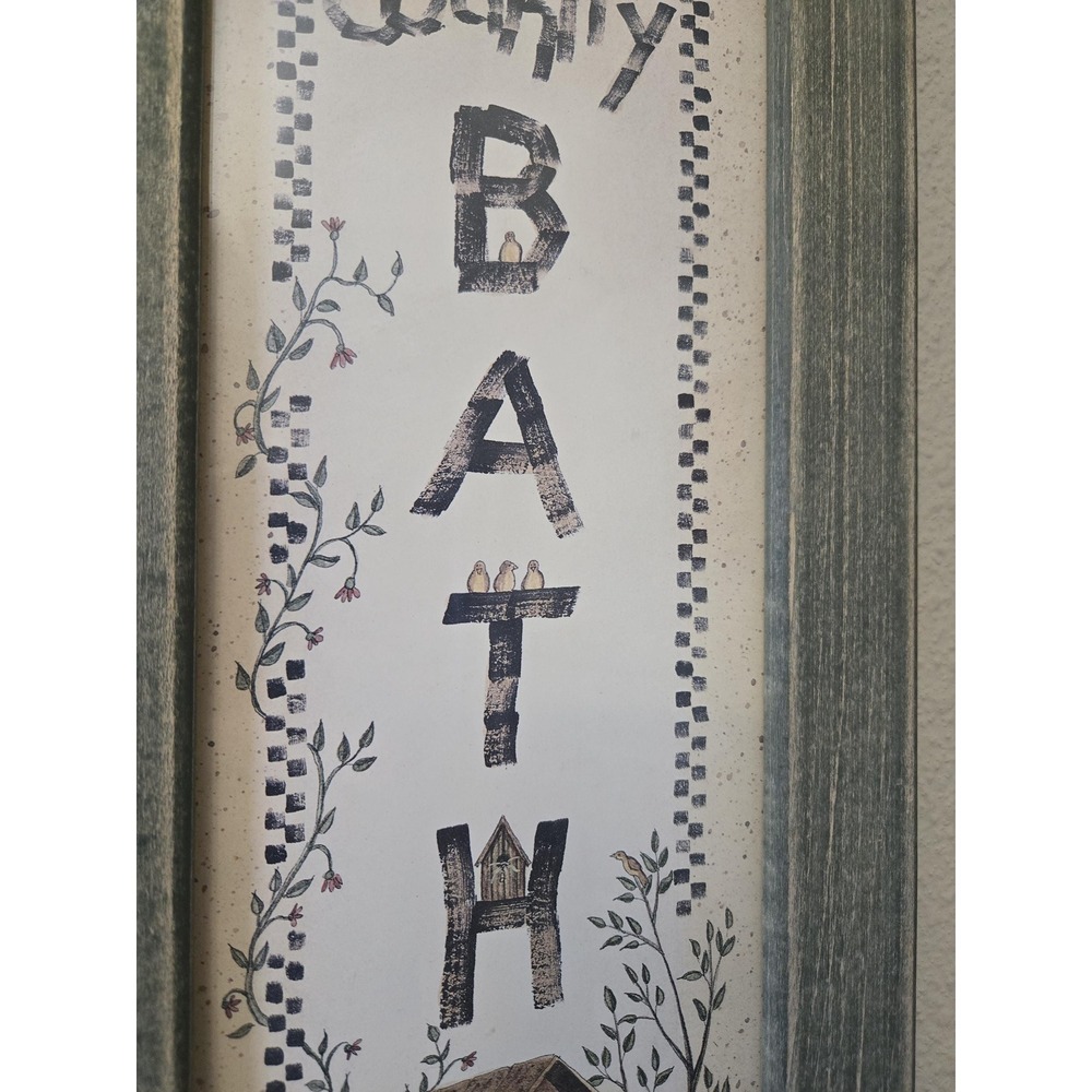 Vintage Linda Spivey Country Bath Outhouse Primitive Bathroom Framed Print - Picture 4 of 8